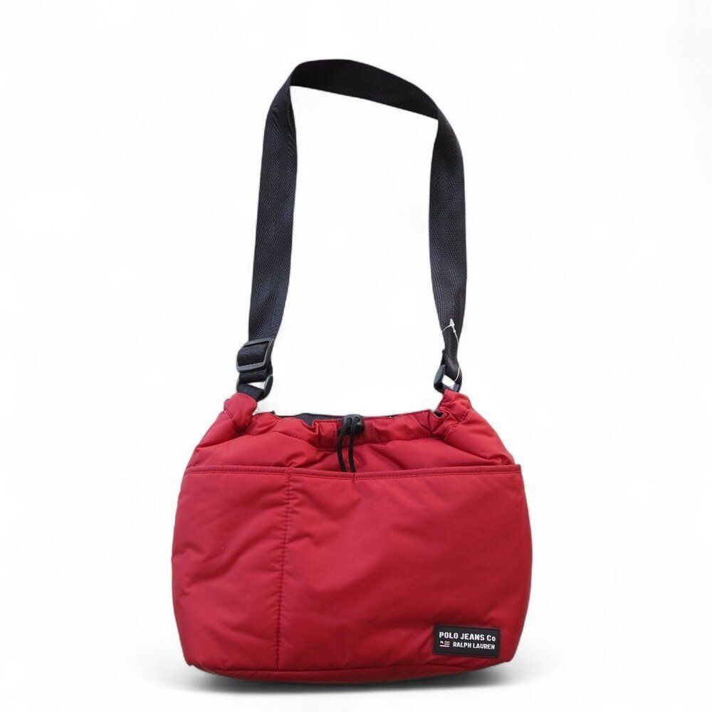Polo Ralph Lauren Vintage Y2K  Drawstring Puffer Crossbody /‎ Shoulder Purse Red